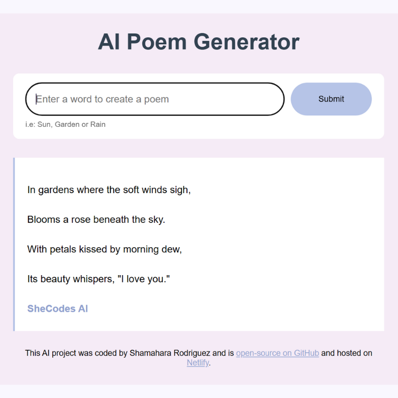 poem generator preview