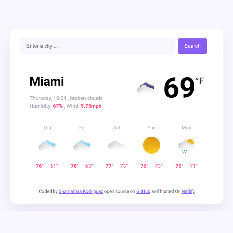 weather application preview